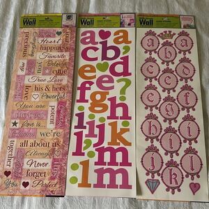 Heartfelt Pink Wall Stickers Set Bridal Love Sentiments Letters